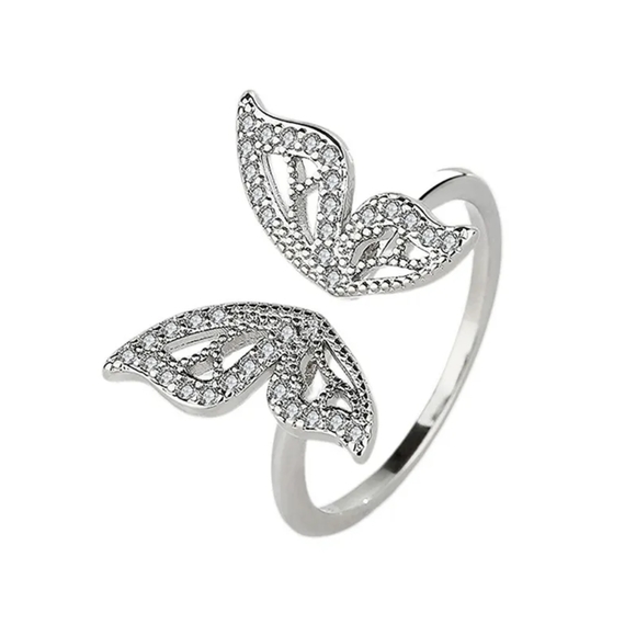 New Fidget Crystal Butterfly Adjustable Ring - Picture 1 of 2